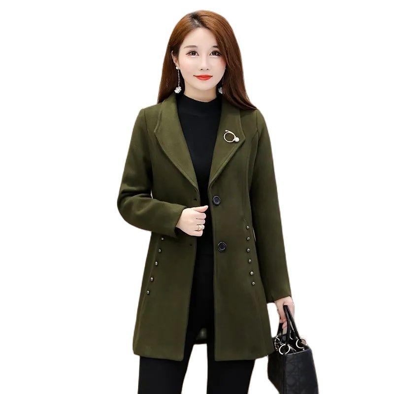Women's Medium-length Fall and Winter Casual Warm Coat Business Office Warm Tweed Jacket