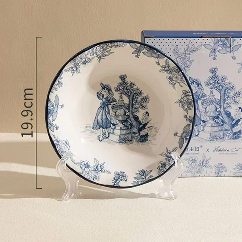 Malowany ręcznie talerz ceramiczny z kwiatami, lekki luksusowy talerz restauracyjny do steków, włoskich makaronów, wykwintne i pyszne dania, talerze jadalne