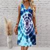 Plus Size V Neck Sleeveless Dress Shaded Brook Woodland Watercolor Print For Peaceful Nature Stroll