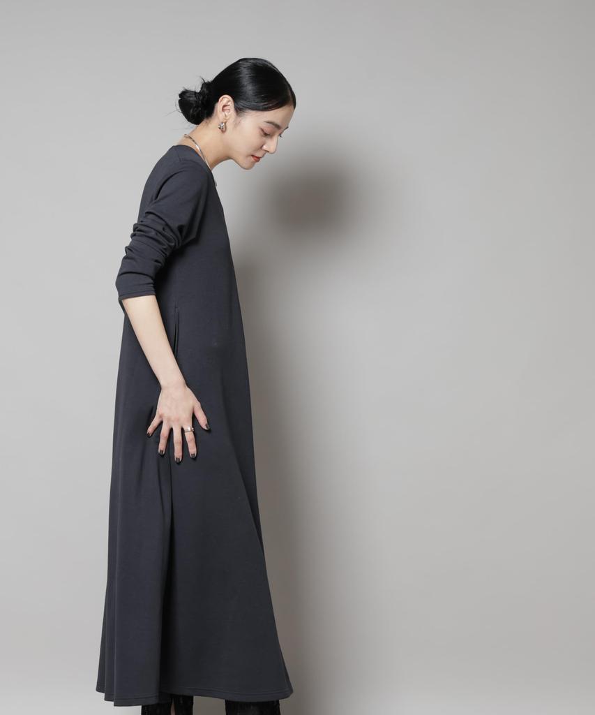 Nano Universe Light Cotton Cardboard Flared Size Dress, Women's, M, 023, Charcoal, 669-5219313