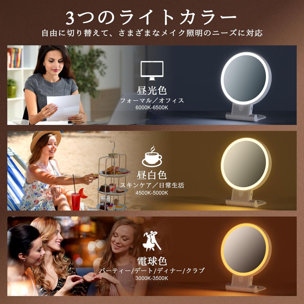 Auxmir Actress Tabletop Magnifying Mirror with 30x and 1x 72 LED 3 Handheld Stepless Brightness Adjustable USB 2000mAh High Makeup Stand Hand or