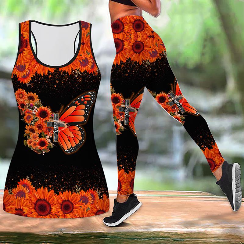 Organ Butterfly Print Yoga Outfit for Women Fashion Workout Leggings Fitness Sports Casual Yoga Pants