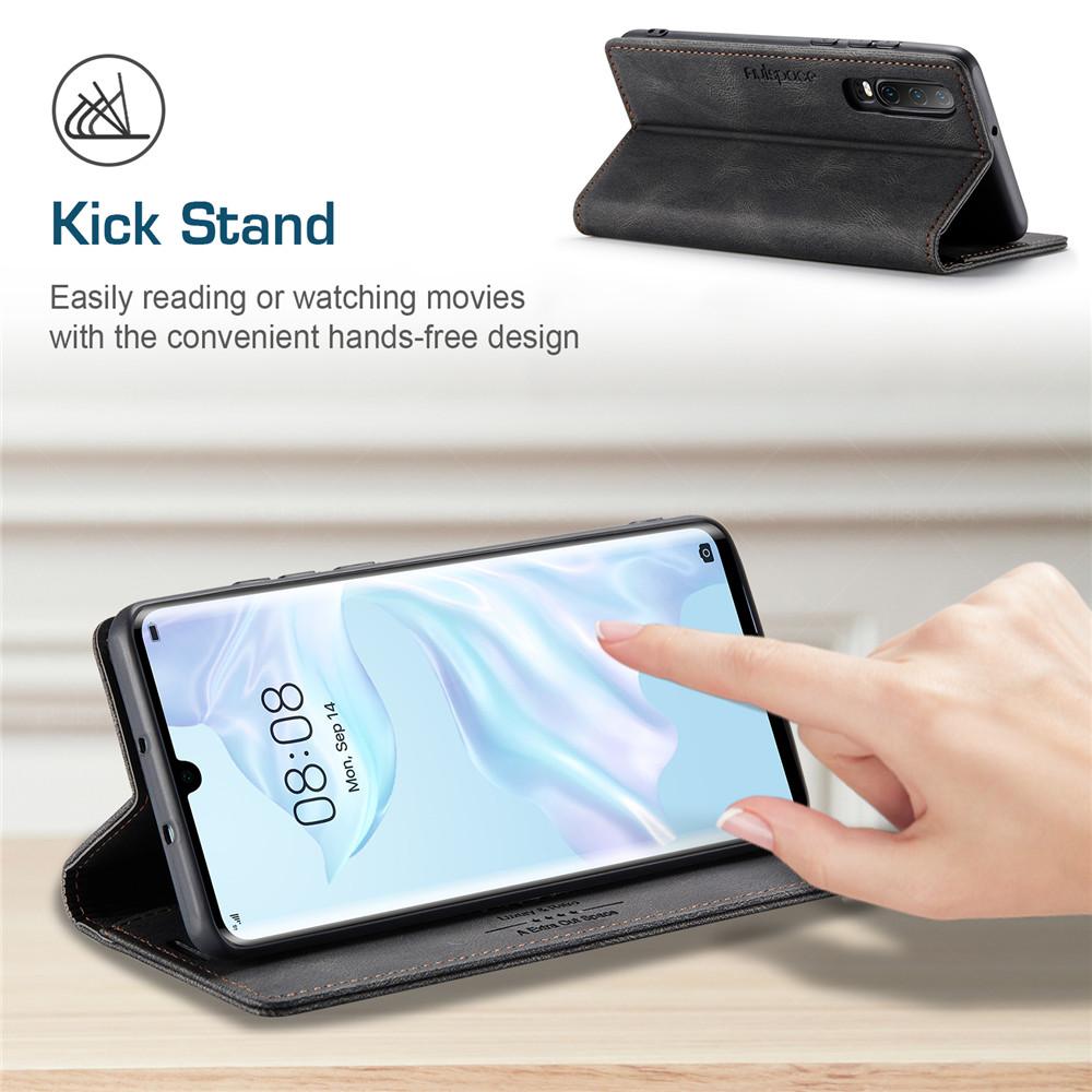 Luxury Genuine Leather Magnetic Wallet Flip Case for Huawei P30 P50 P30 Lite Card Slot Stand Shockproof Foldable Holder Full Protection Cover