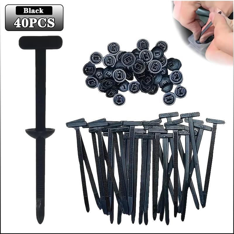 20-200PCS Heavy Duty Nylon Cable Tie Buckle with Pin Button Universal Zip Ties for Car Fender Engine Guard Trunk Lining Repair