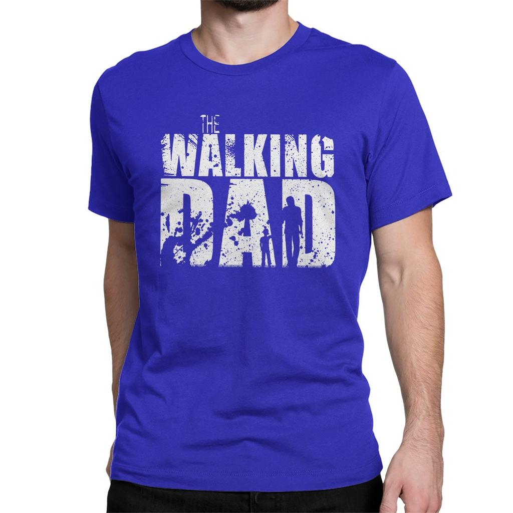 The Walking Dad T Shirt for Men Cotton T-Shirts Round Collar The Walking Dead Father Day Zombie Tee Shirt Tops Plus Size