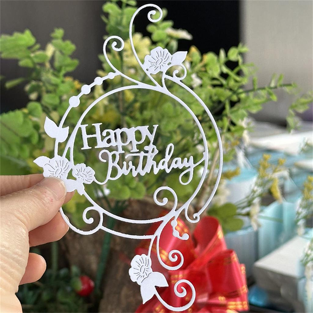 Birthday Wreath Carbon Steel Die Cut Templates Decorative Embossing Paper Die for Scrapbooking Photo Album Card Making