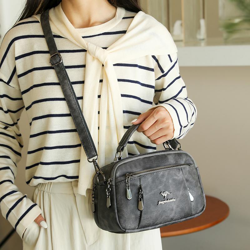 Damska Mała Kwadratowa Torebka Miękka Skórzana Torebka Ręczna Torba na Ramię dla Mamy Średniego Wieku Torba Crossbody