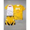 Mens Womens MMA Training Set Short Sleeve T-Shirt Shorts Breathable Mesh Gym Workout Sportswear