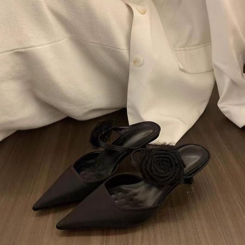 Fashion 2025 Summer Women's Fashion Pointed Toe Mules Slippers Fashion Thin Heel Singbacks Slides Laides Casual Dancing Party Prom Shoes