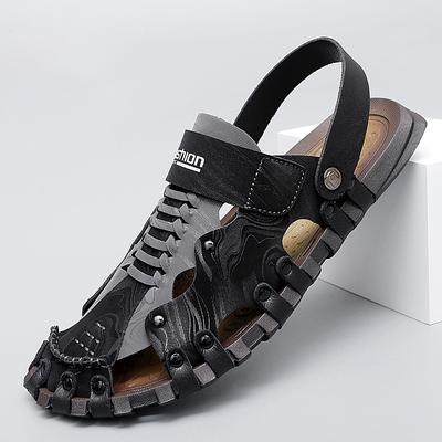 2024 Sommer Schuhe Herren Strandsandalen Dicke Sohle Weich Bequem Schwarze Schuhe Mode Herren Sandalen Rutschfest Männliches Schuhwerk