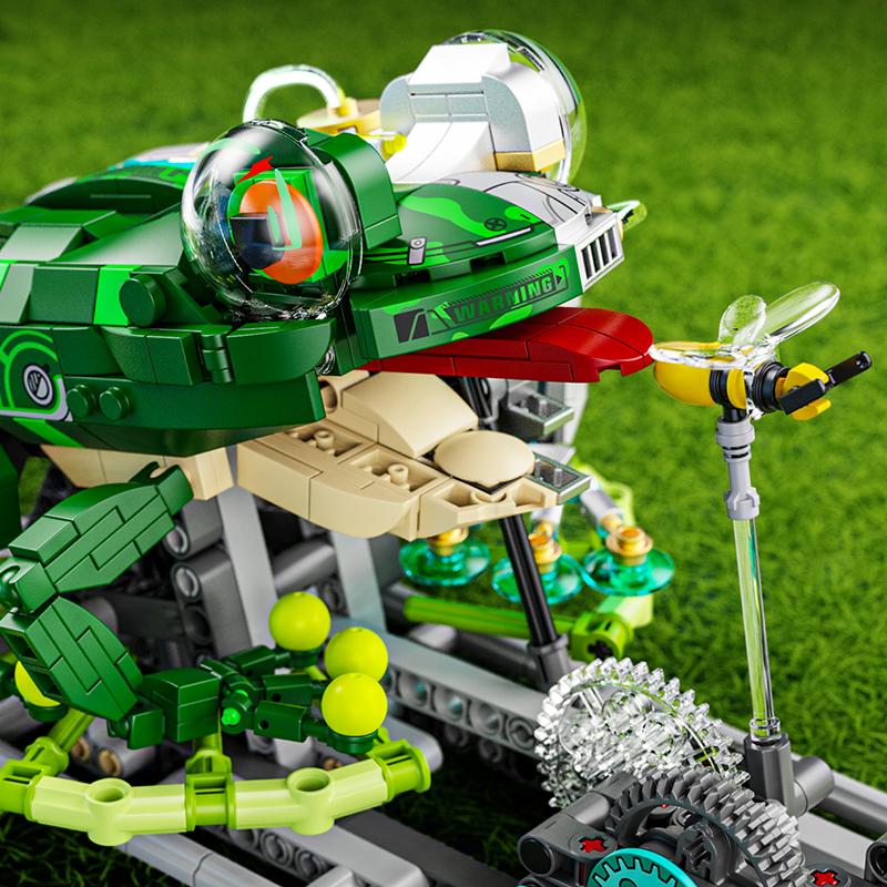 Amphibious model mechanical frog, animal building blocks, plug-in toys suitable for adult assembly (non-electric version)