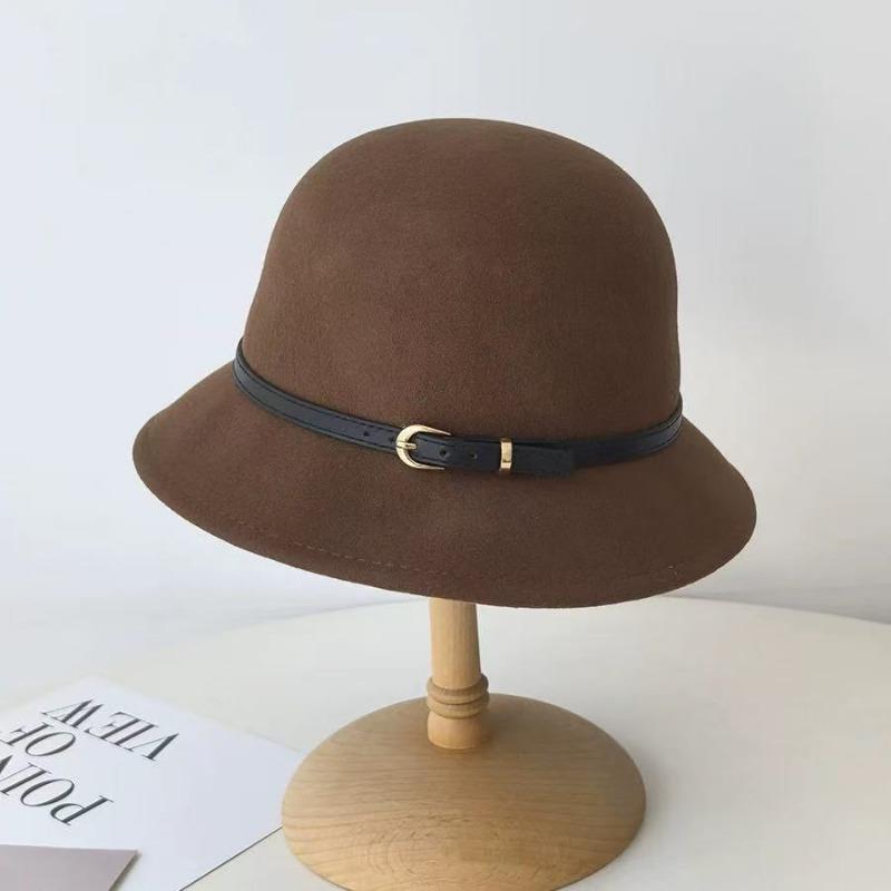 

Новая шерстяная шляпа рыбака в стиле Хепберн 2025 года, детская осенне-зимняя французская ретро шляпа-ведро, темпераментная шляпа-цилиндр adjustable (55-58cm) верблюд
