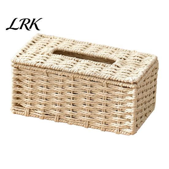 Daily Necessities Storage Box Wicker Tissue Box, Rectangular Decorative Holder, Increase Capacity Reinforced Edge Holder Facial for Bathroom L A