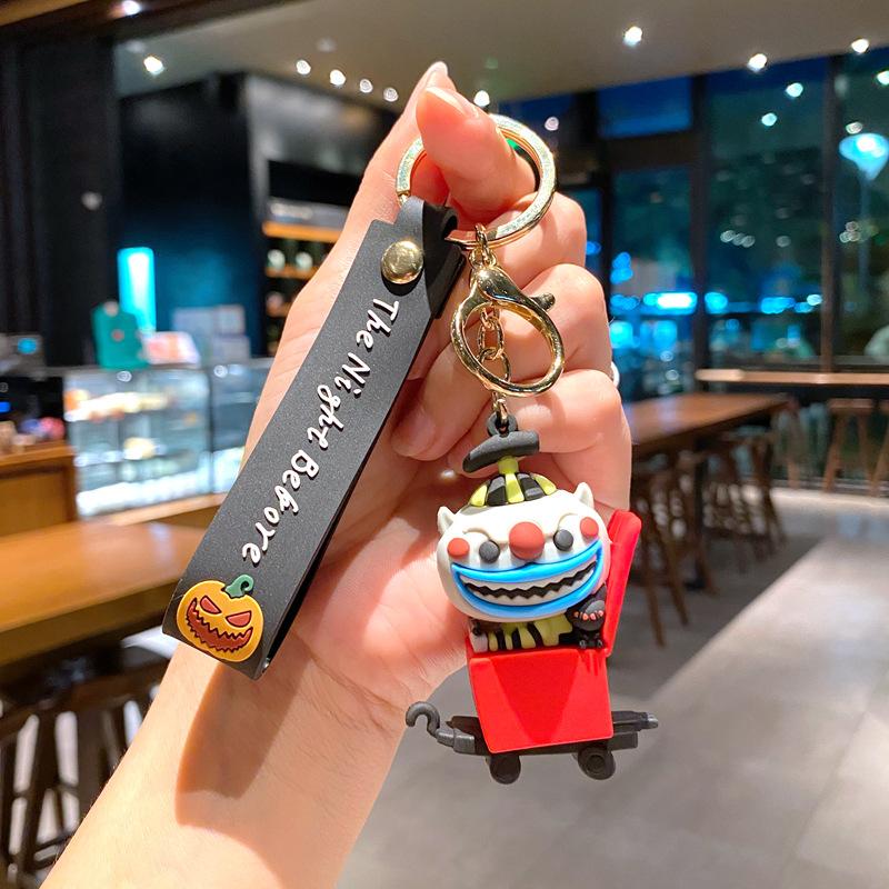 Mahjong Christmas Keychain Cute Couple Night Horror Pendant Decoration Car Key Chain Doll Cartoon Doll
