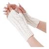 Thick Warm Fingerless Gloves Twist Long Knitted Gloves Winter Fingerless  Mittens