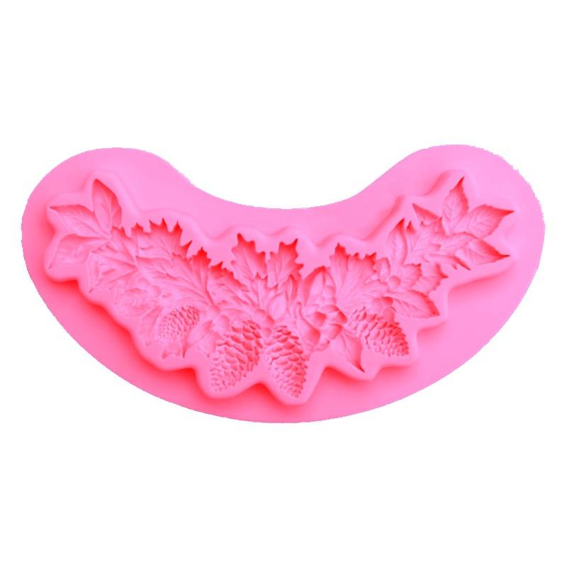 

Pine Cone Cake Silicone Mold Fondant Cake Decoration Mold HandMade Decorating Leaves Chocolate Candy Mould розовый