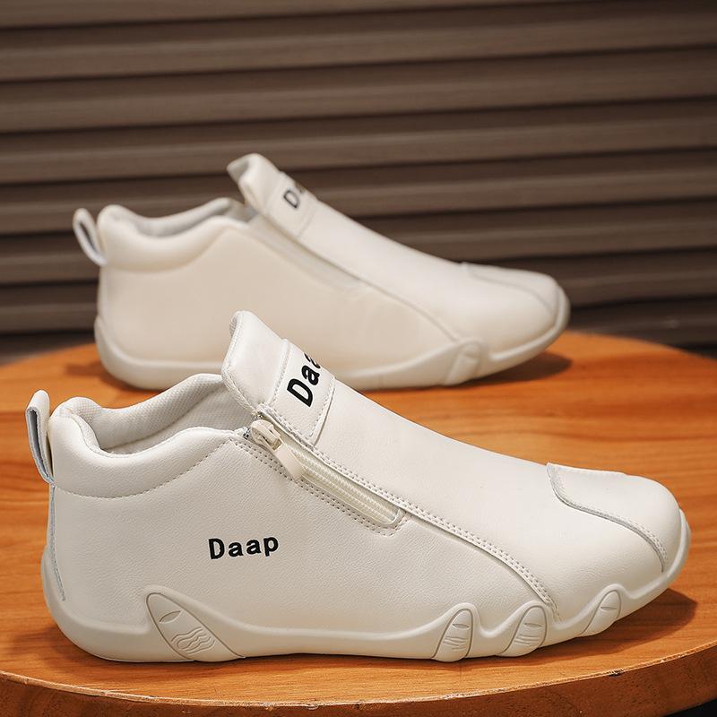 Men's Shoes Autumn 2025 New High-top Casual Leather Shoes Men's Work Tooling Shoes Trend Versatile Outdoor Hiking Shoes