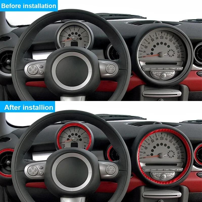 Car Interior Speedometer Radio Air Vents Panel Real Carbon Fiber Sticker For Mini Cooper R56 R55 R57 2007-2010 Accessories Set