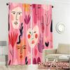 2D Flat Printing  JIT 2pcs   Curtains (Without Rod) Abstract Faces Deco Chic Print Curtains Versatile Polyester Fabric Curtains