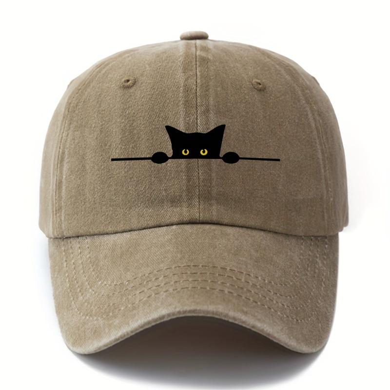 Retro cartoon cat printed baseball cap adjustable for men and women outdoor activities, fishing, camping, and parties