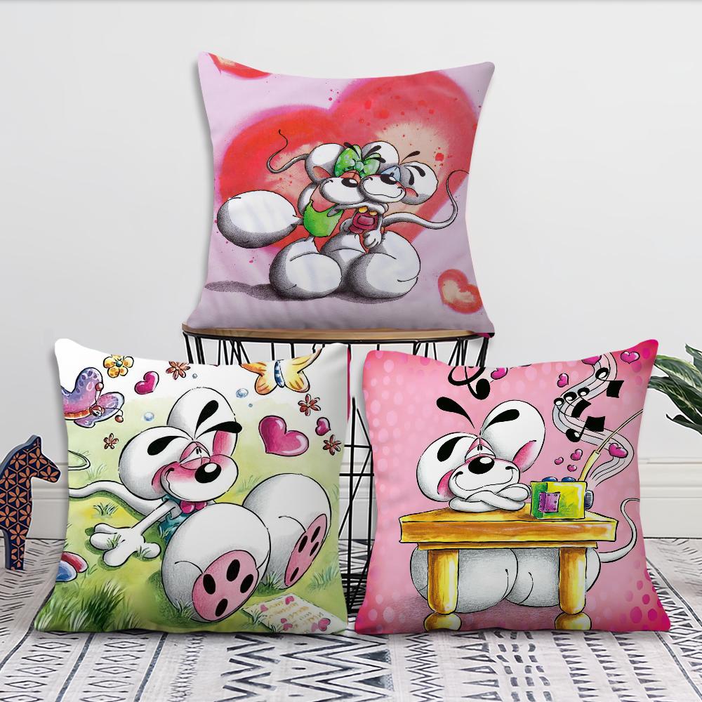 Kissenbezug mit Cartoon-Ratte, D-Diddl-Bezug, Dekoration für Zimmer, Zuhause, Sofa, Wohnzimmer, Büro, Auto, nordische Schlichtheit