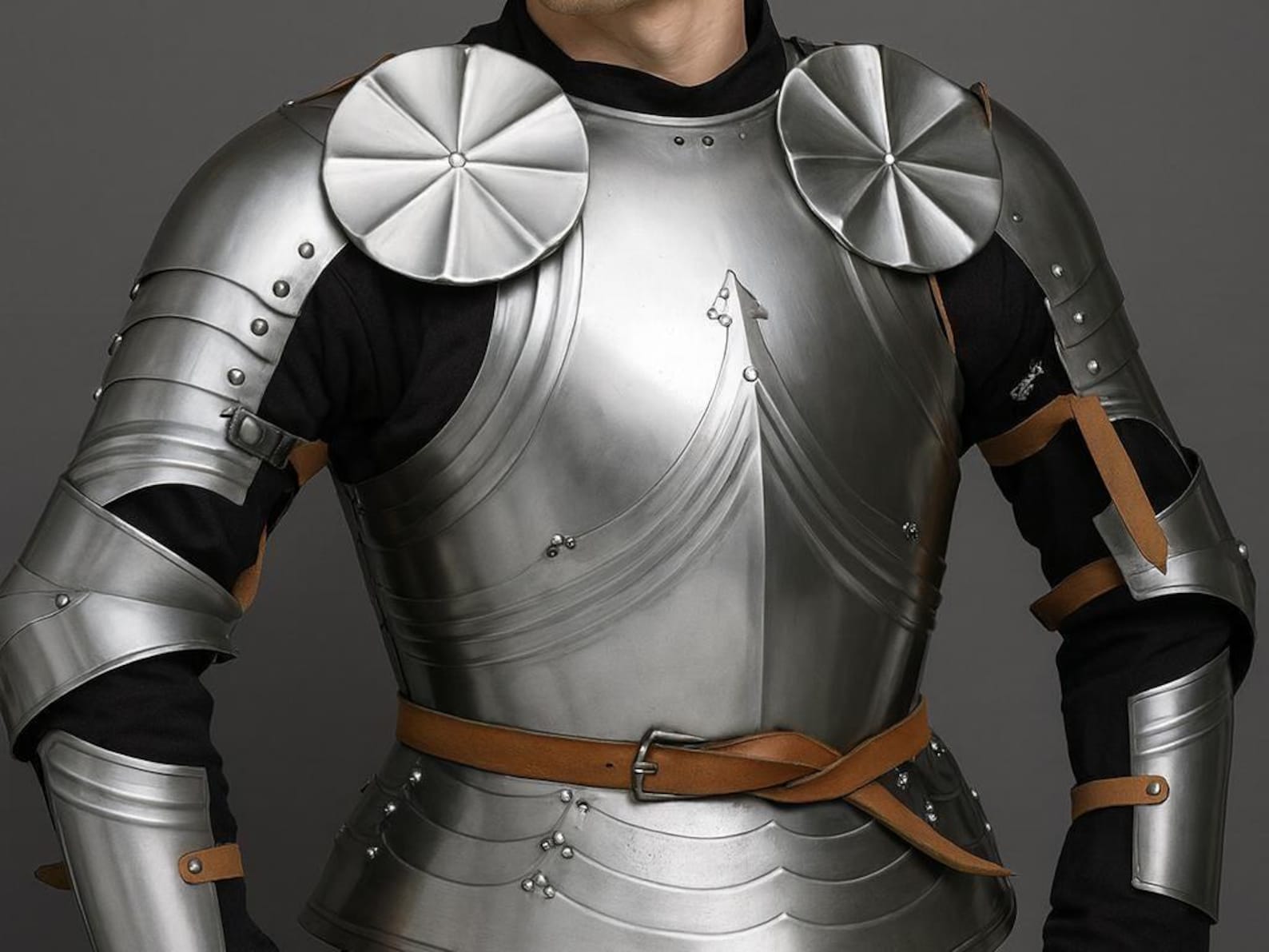 Medieval Steel Knight Costume Cuirass Pauldrons Fantasy Warrior Outfit
