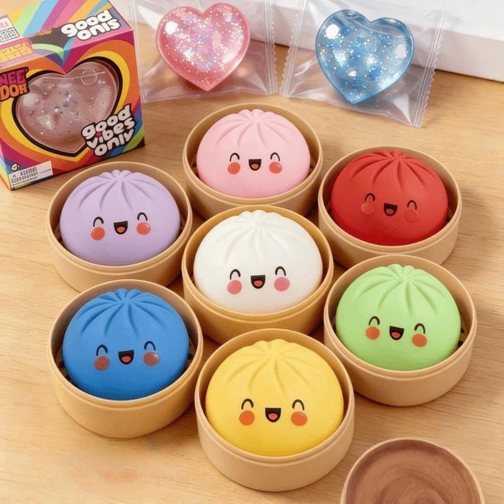 Simulation Baozi Squeeze Toy Steamed Stuffed Bun Slow Rebound Soft Pinch Decompression Squishy Toy Stress Release Toy