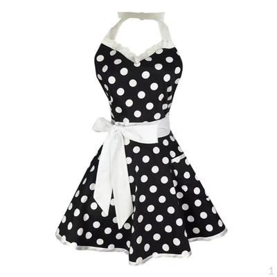 Kitchen Apron Polka Dot Cooking W/ Pocket Retro for Women Girls