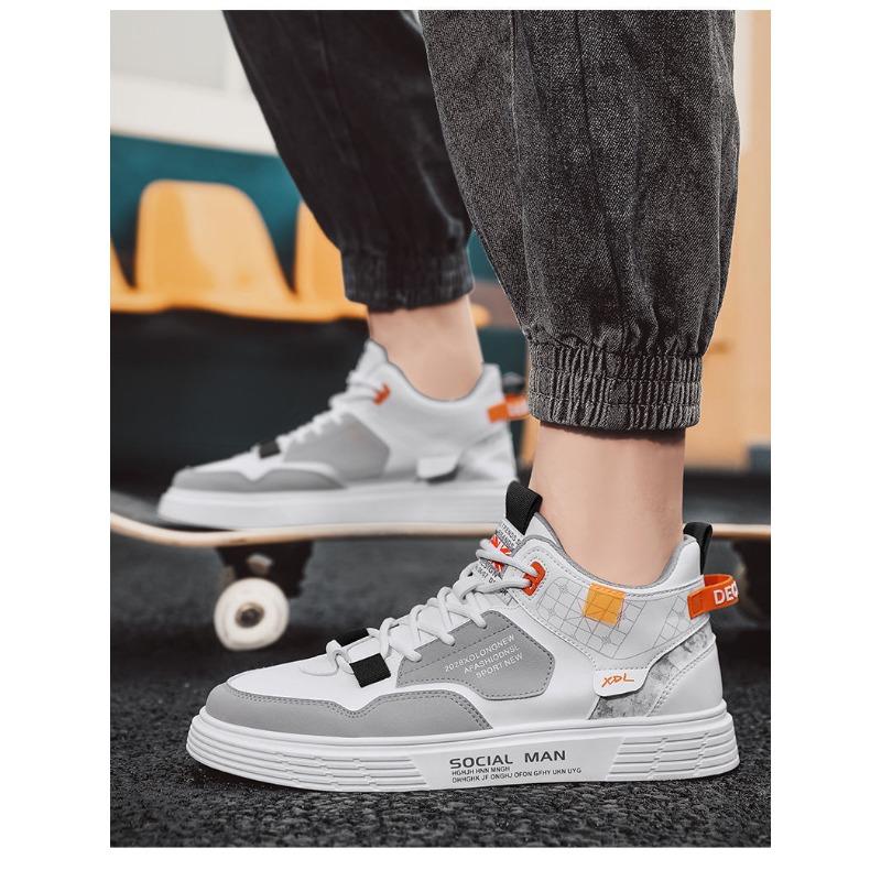 Men's Spring-Summer High-Top Flat-Soled Board Shoes, Trendy Versatile Casual Footwear For Students.