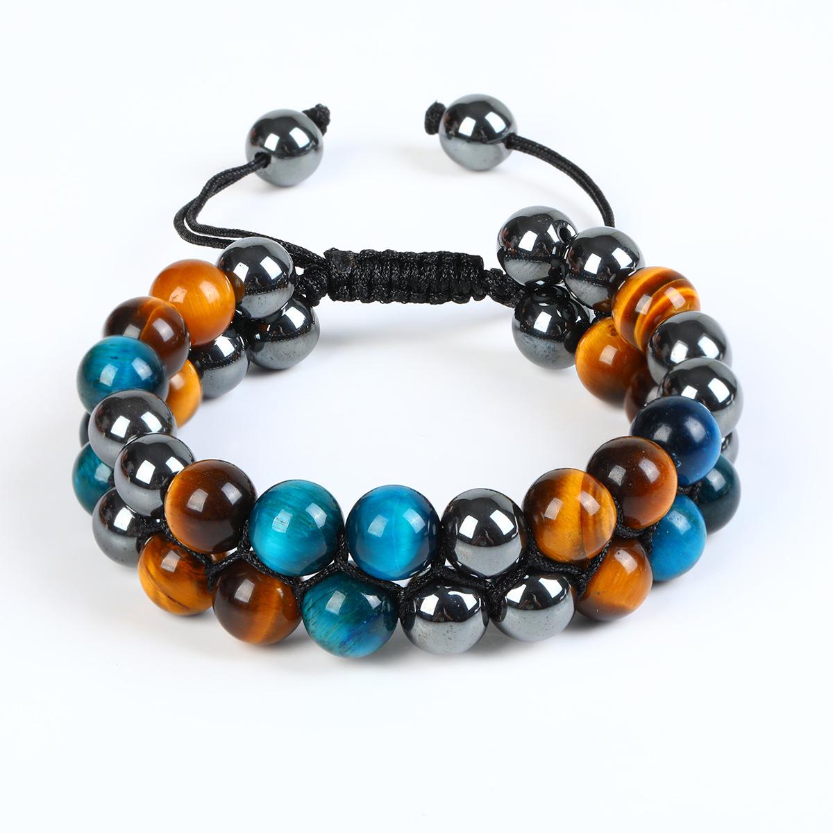 

Браслет из натуральных драгоценных камней: Тигровый глаз, Кошачий глаз, Красный обсидиан и Зеленый фантомный сосновый для мужчин и женщин