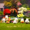 Mini Rabbit Figurine Easter Resin Bunny Miniature Figures Tiny Animal Fairy Garden Ornament for Micro Landscapes Potted Plants Dollhouse Cake