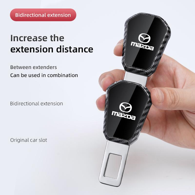 Car Seat Belt Plug Extender Carbon Fiber Safety Strap Buckle For Mazda 3 6 2 5 CX-5 CX-30 CX-50 CX-90 CX-8 BT-50 CX-80 CX-70