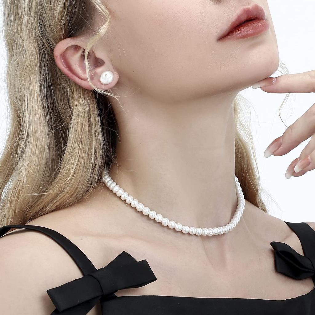 Popular glass pearl imitation bead necklace Bohemian OT buckle pearl necklace