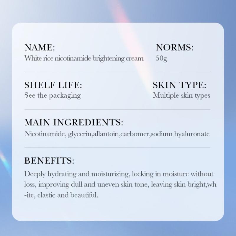 White Rice Niacinamide Cream 50g Care Delicate Brightening Cream Skin Care Products