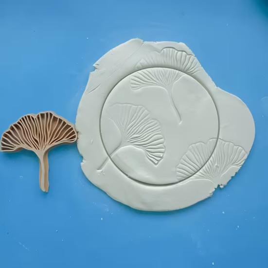 Ginkgo Biloba Blatt Tonstempel 3D-gedrucktes Blattmuster Tonprägeform für DIY-Bastelarbeiten Polymer Clay Herstellung