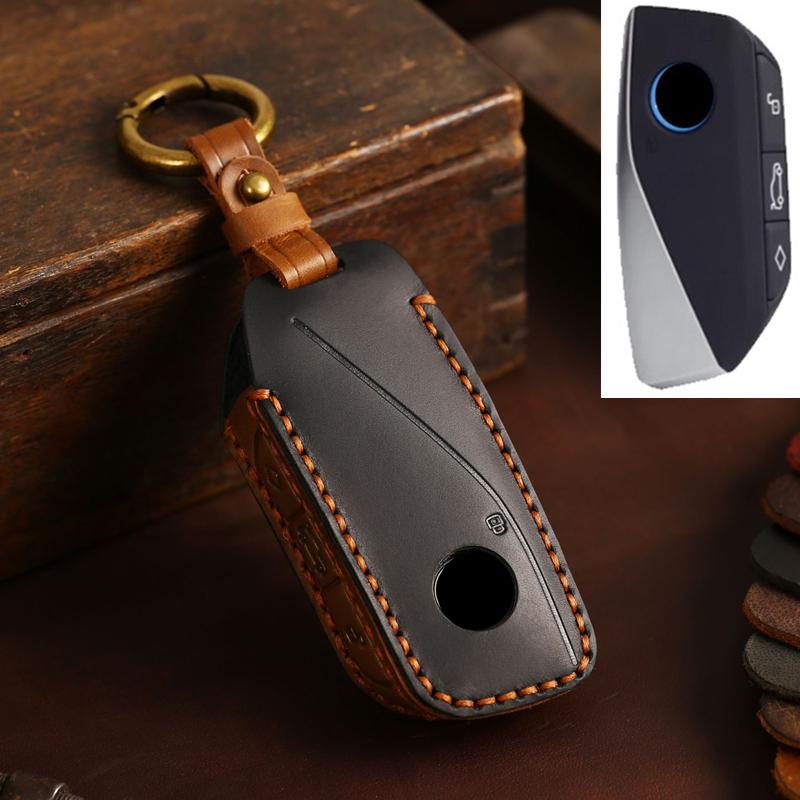 Leather Car Remote Key Cover Case Holder Shell Keyring Fob for  New IX3 225L 525Li 530Li I5 IX1 X1 X3 X5 X6 M235L X2 I7 2026