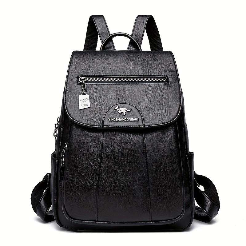 

New Large Capacity Women s Backpack, Fashiable and Versatile, Featuring A Simple and Vintage Design, Versatile Leather Bags чёрный