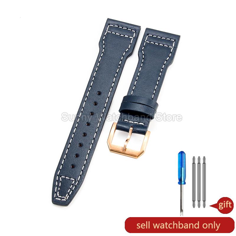 Coffee Black 20 21 22mm for IWC Portofino Le Petit Prince Portugieser Cowhide Watch Band Special Interface Needle Buckle Durable