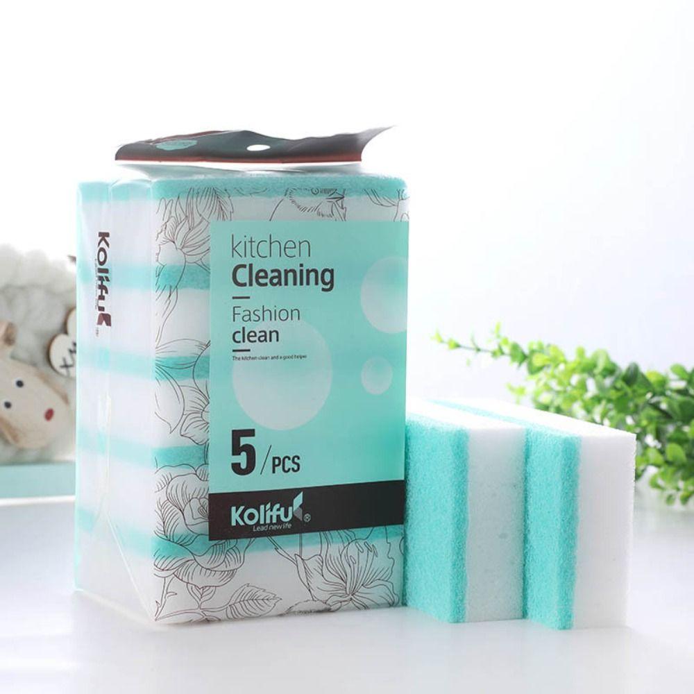 Double-Sided Household Emery Cleaning Accessories Dishwashing Sponge Scouring Pad Magic Sponge