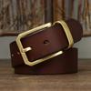 Belt Men's Korean-Style Retro Trendy Unique High-End Leather Pin Buckle First Layer Cowhide Brass Buckle Jeans Belt