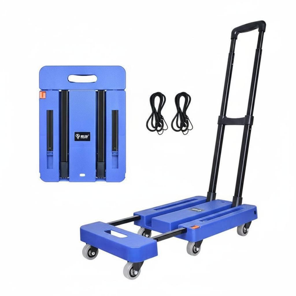 Foldable Transport Cart Thickened Iron Frame Rolling Hand Truck Multipurpose