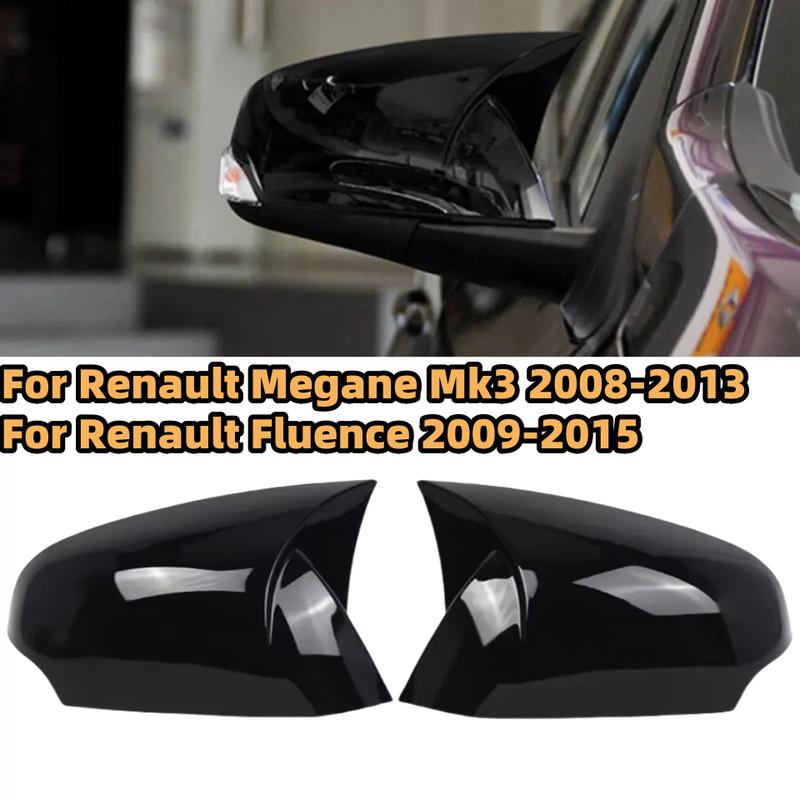 Glossy Black/Carbon Fiber Look Rearview Mirror Side Mirror Cover For Renault Megane Mk3 2008-2013 Fluence 2009-2015 Mirror Caps Glossy Black-Add on