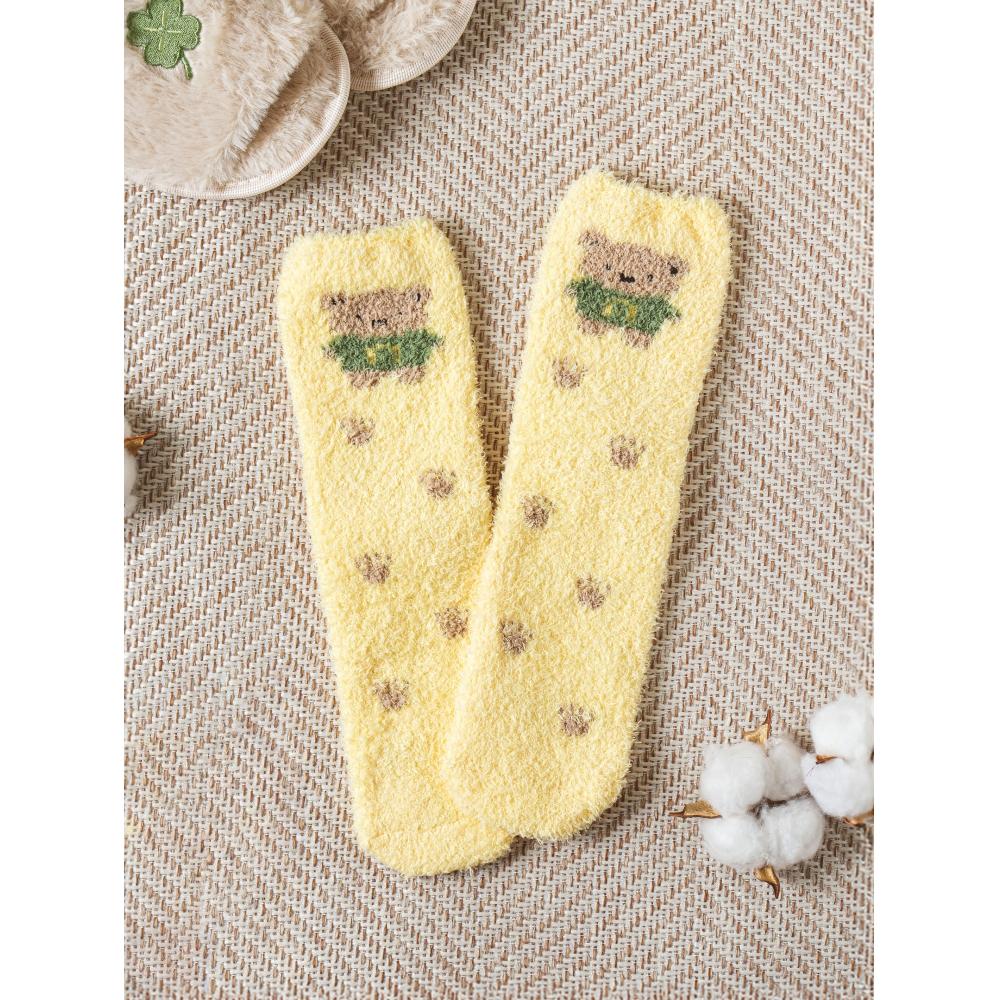 

Носки для сна Daiso Clothed Bear And Sole, желтые