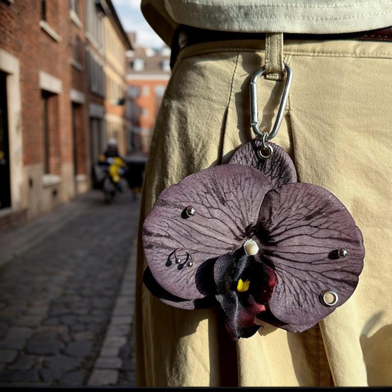 Pretty Phalaenopsis Orchid Keychain; Inventive Faux Flower Pendant; Stylish Carry-on Decoration; Finest Gift Selection.