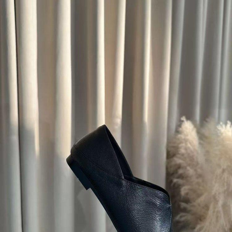 Französische Wildleder-Weichlederschuhe Herbst Neu Quadratische Spitze Einzelne Schuhe Retro Bequem Flacher Ausschnitt