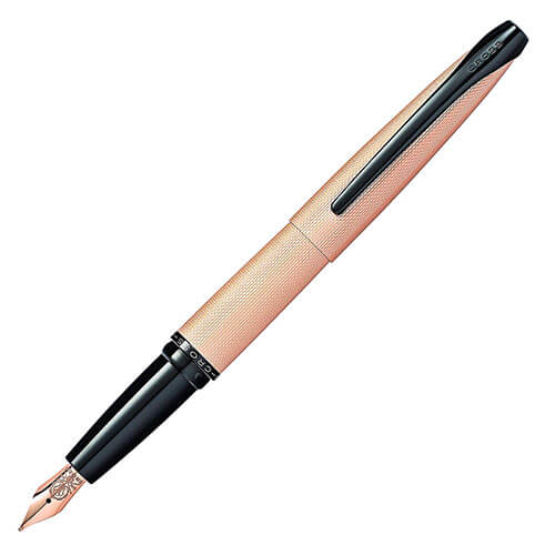 Cross ATX Brushed Rose Gold Etched Diamond Pen (Med Fountain)