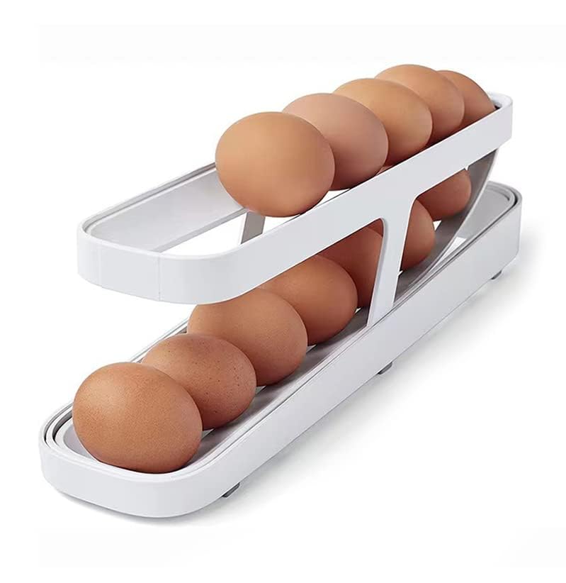 Egg Crate Holder for Refrigerators 2-Tier Automatic Rolling Egg Crate Egg Holder Egg Storage Case for Refrigerators Clean and Easy to Clean 3570₽