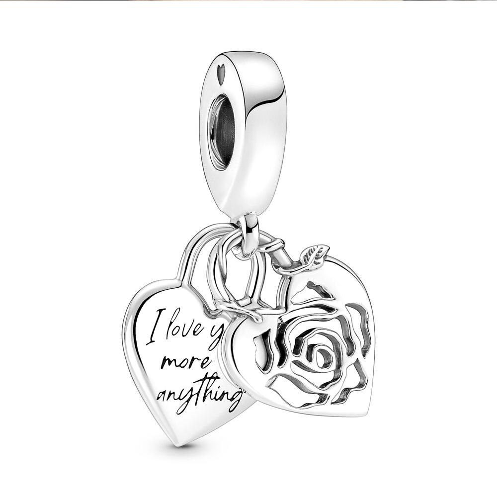 New  S925 Silver Camping Night Sky Heart Shape Pendants Fit For Couples Bracelet Nacklace Jewelry Gift DIY Making