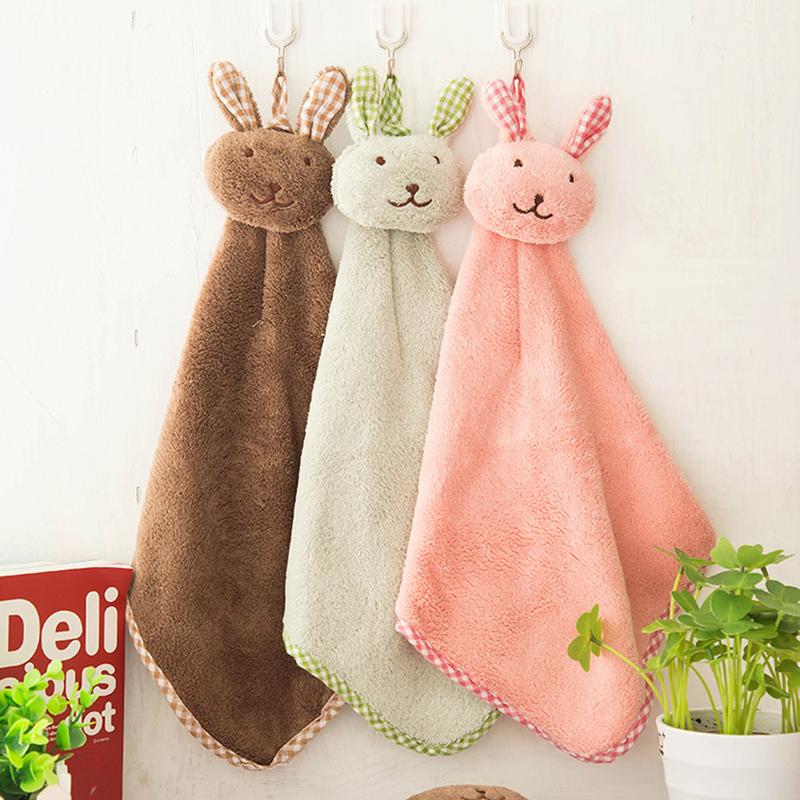 Mână 1 buc Prosop Agățat Drăguț Desen Animat Animal Practic Pluș Bucătărie Moale Agățat Ștergător Baie Casă Accesorii Curățenie Bucătărie