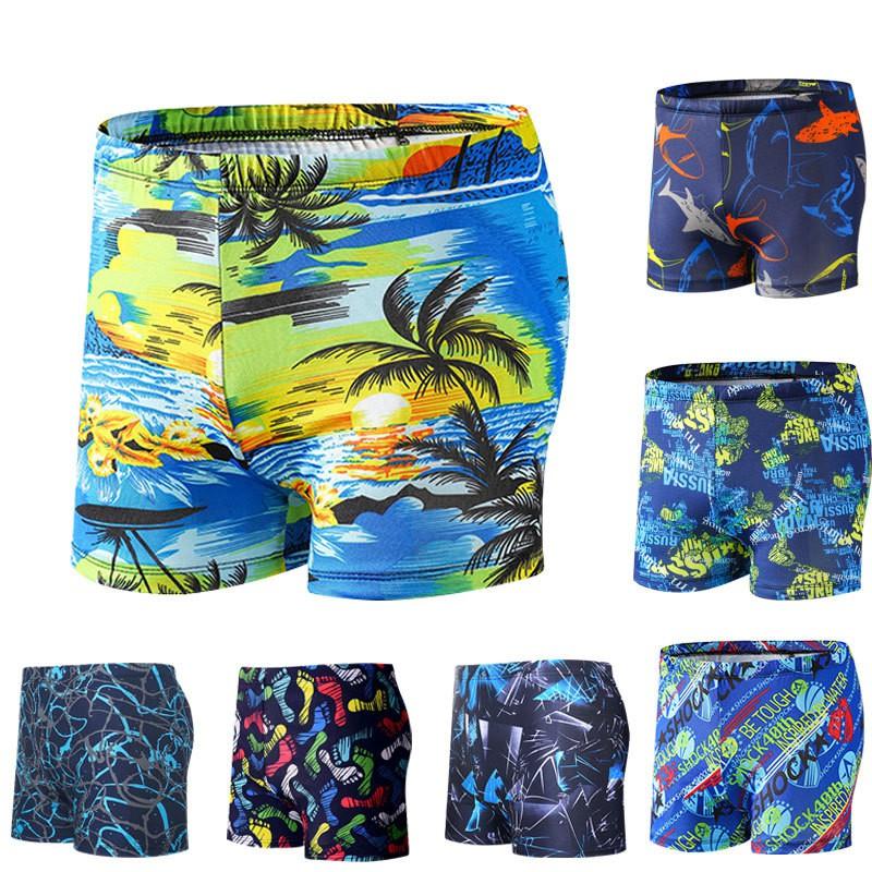Mens Modest Swim Trunks Loose Fit Adjustable Waistband Quick Dry Pool Beach 305 Printed Trunks S, up to 120g